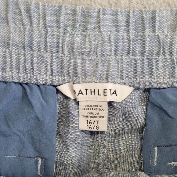 Athleta Pants Womens 16T Blue Retreat Linen Wide Leg Slit High Rise Yoga Studio - Picture 6 of 14